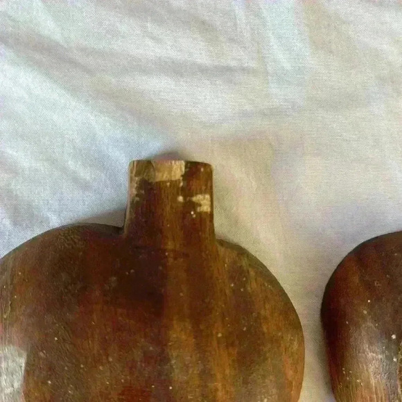 Vtg Mid Century Modern Monkey Pod Wood Leaf Dish Decorative Bowl set - Picture 4 of 5